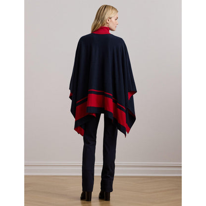 Two-Tone Intarsia Viscose Short Poncho
