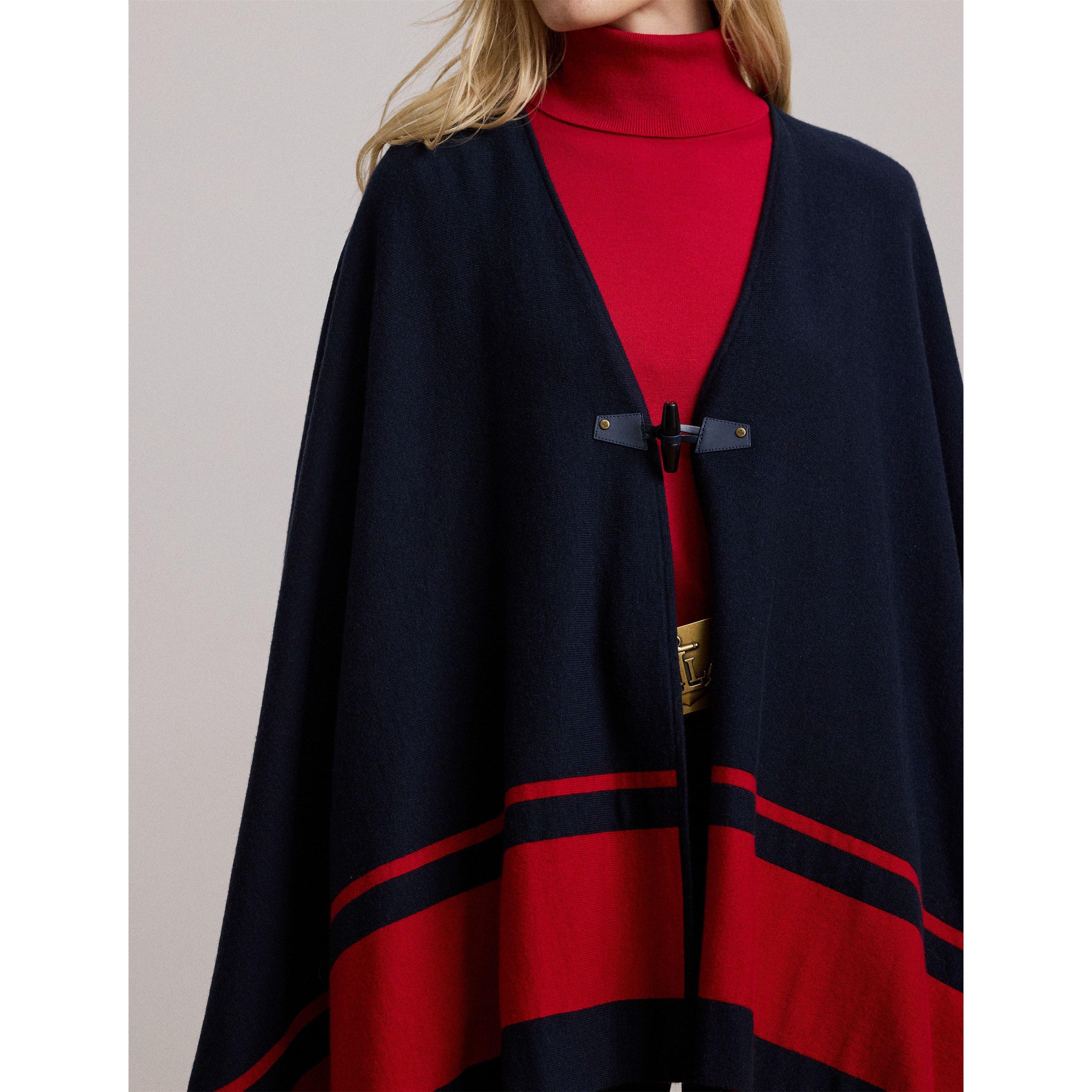 Two-Tone Intarsia Viscose Short Poncho