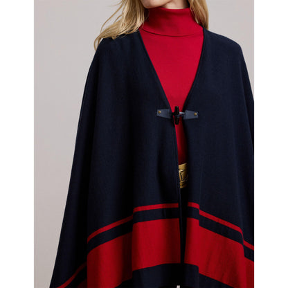Two-Tone Intarsia Viscose Short Poncho