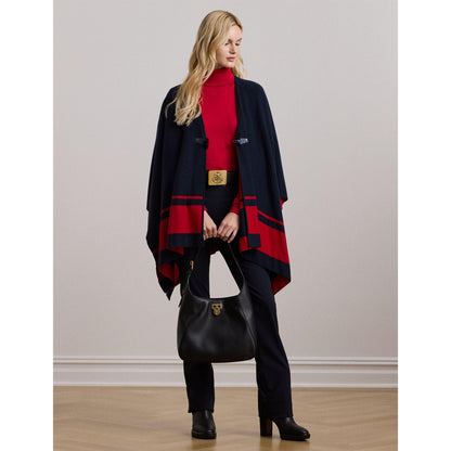 Two-Tone Intarsia Viscose Short Poncho