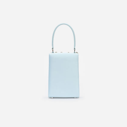 Blue Satin Crystal Mini Bow Bag