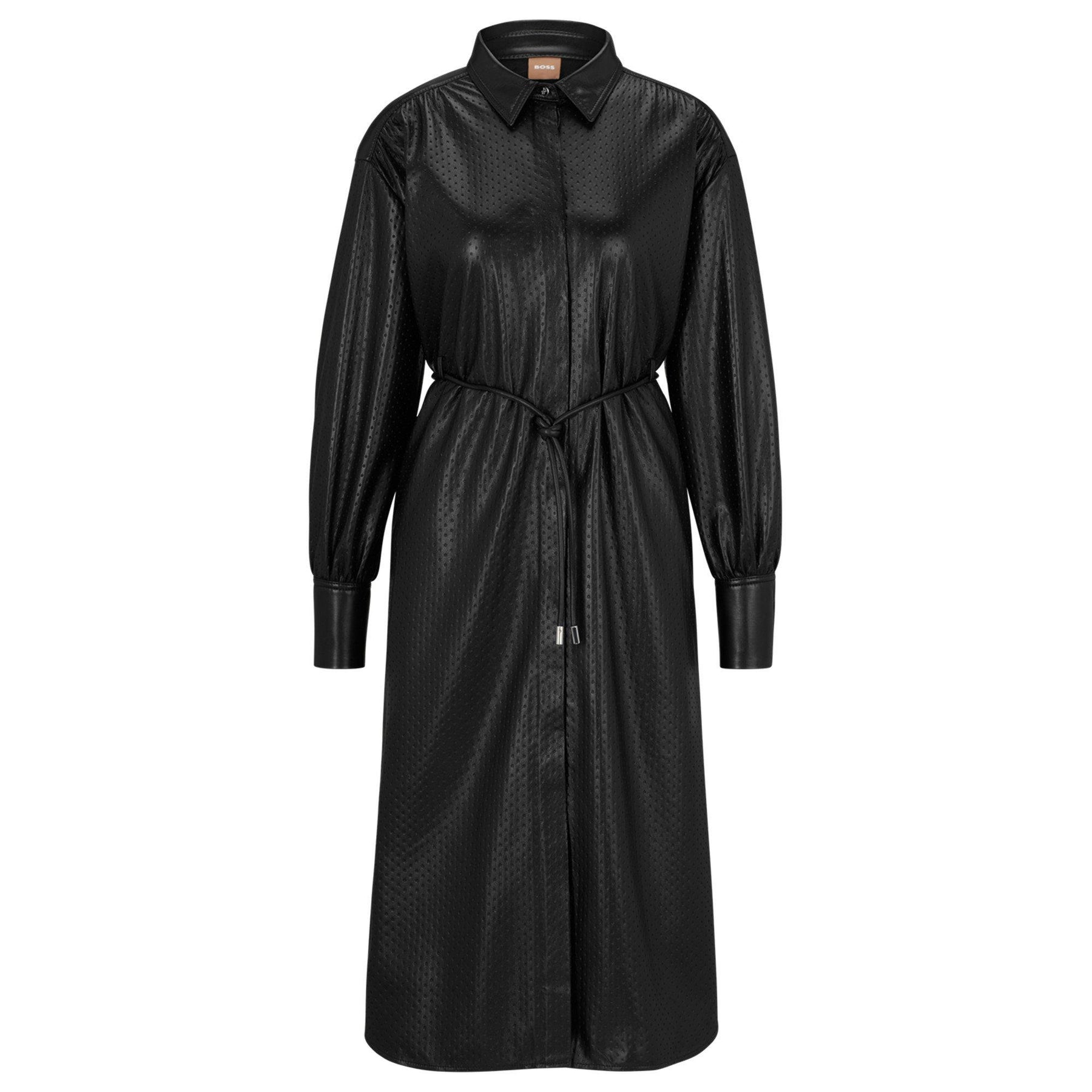 Women's Belted Elegant Shirt Collar Dress