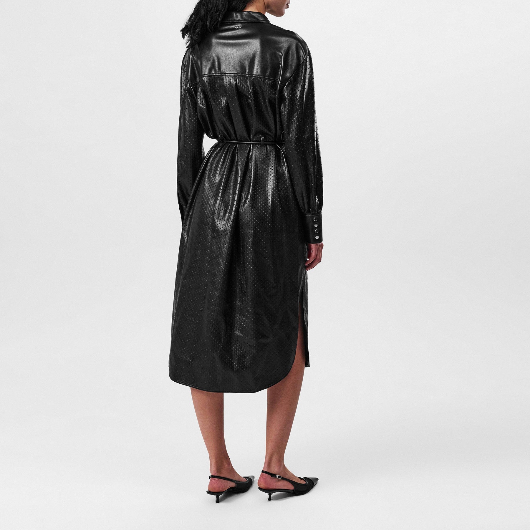 Women's Belted Elegant Shirt Collar Dress