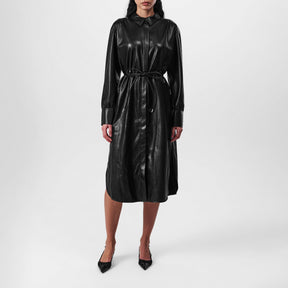 Women's Belted Elegant Shirt Collar Dress