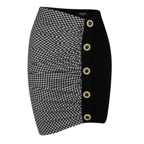 Ruched Crosshatch Midi Skirt