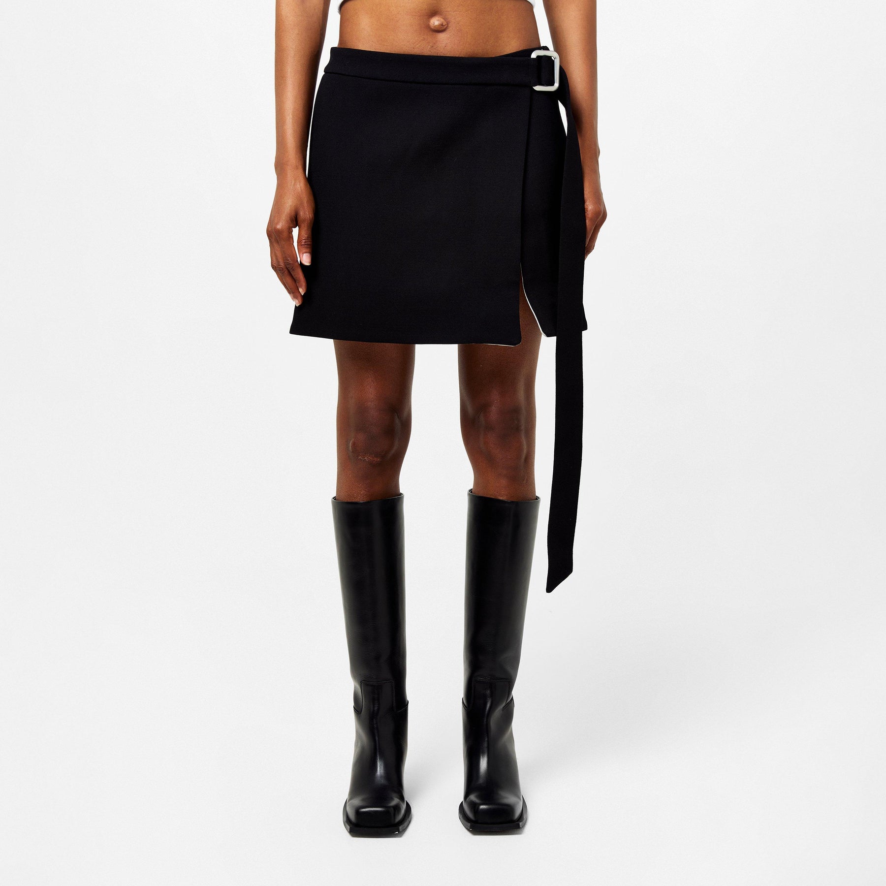 Mini Belted Skirt With Slit
