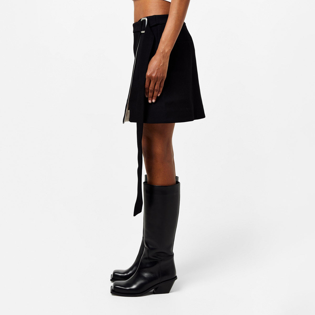 Mini Belted Skirt With Slit