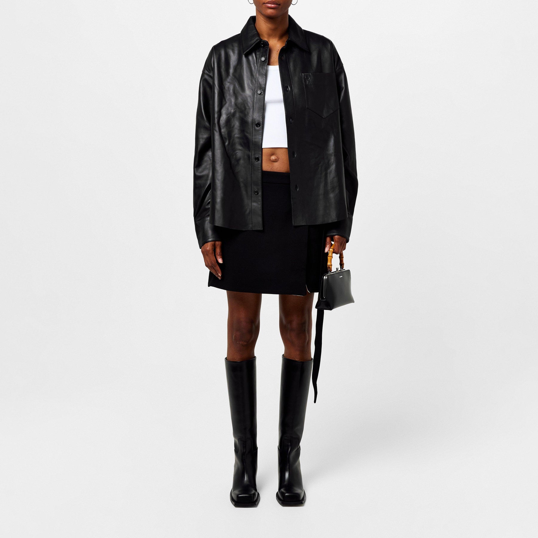 Mini Belted Skirt With Slit