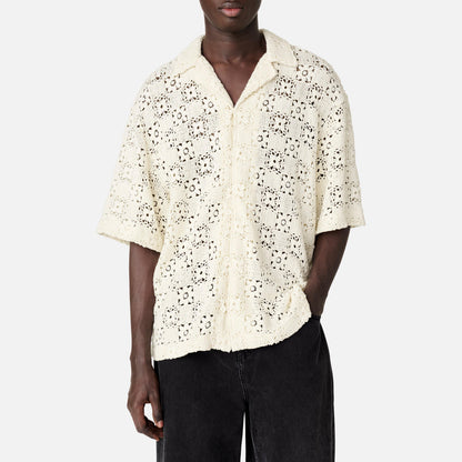 Eren Crochet Short-Sleeve Patterned Shirt