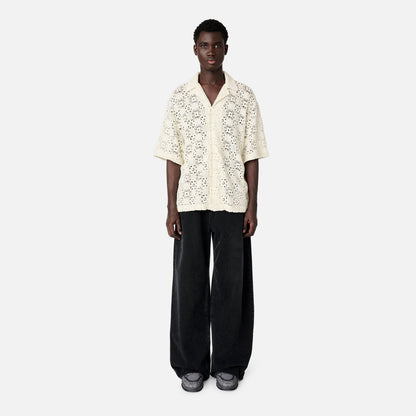 Eren Crochet Short-Sleeve Patterned Shirt