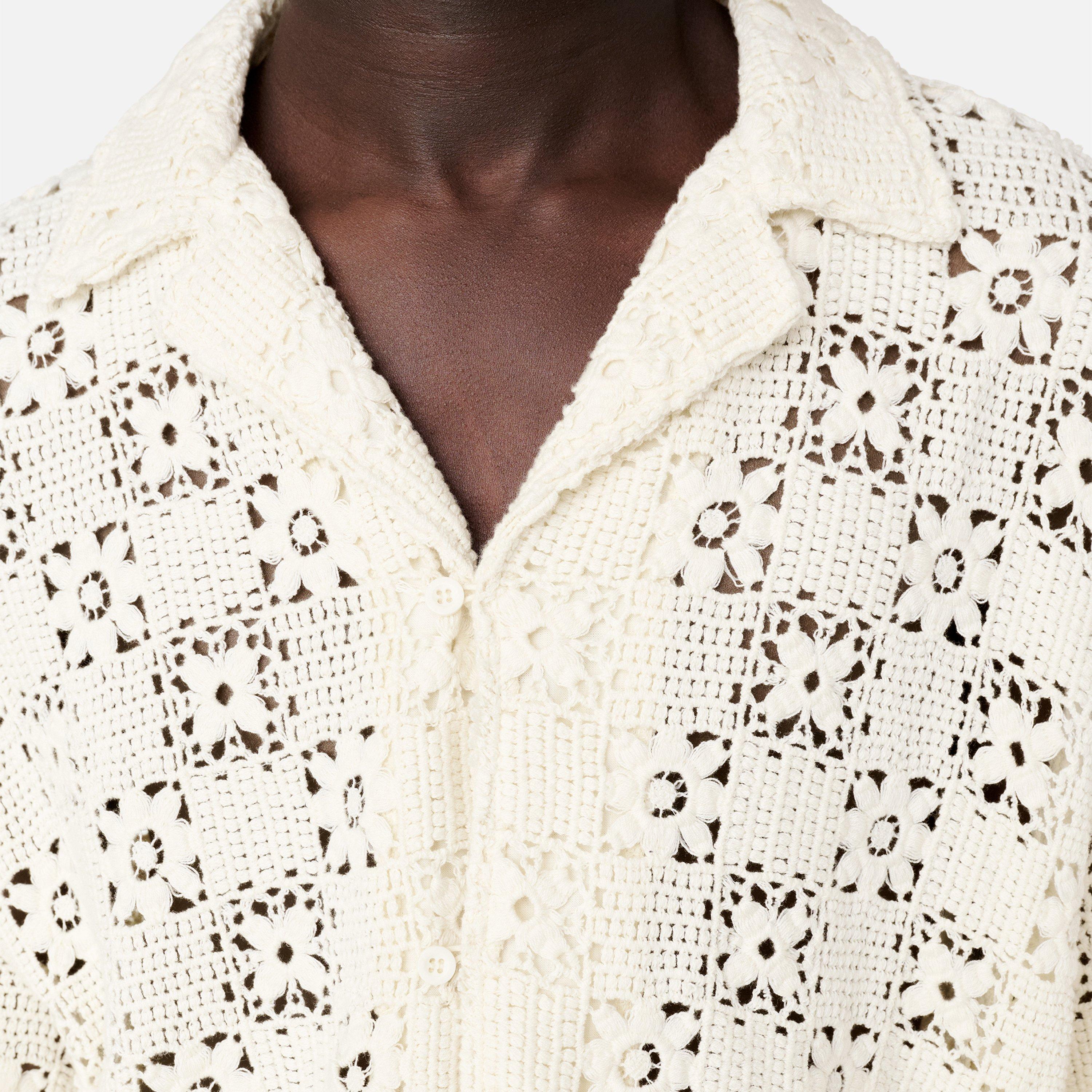 Eren Crochet Short-Sleeve Patterned Shirt