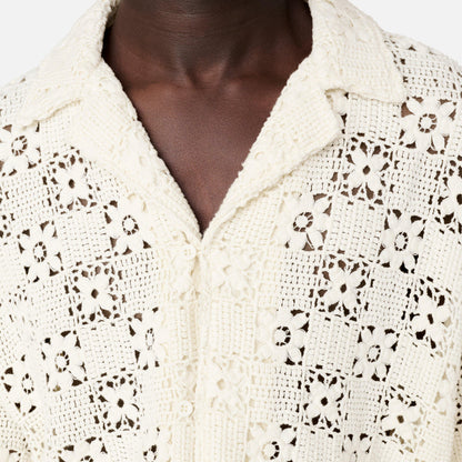 Eren Crochet Short-Sleeve Patterned Shirt