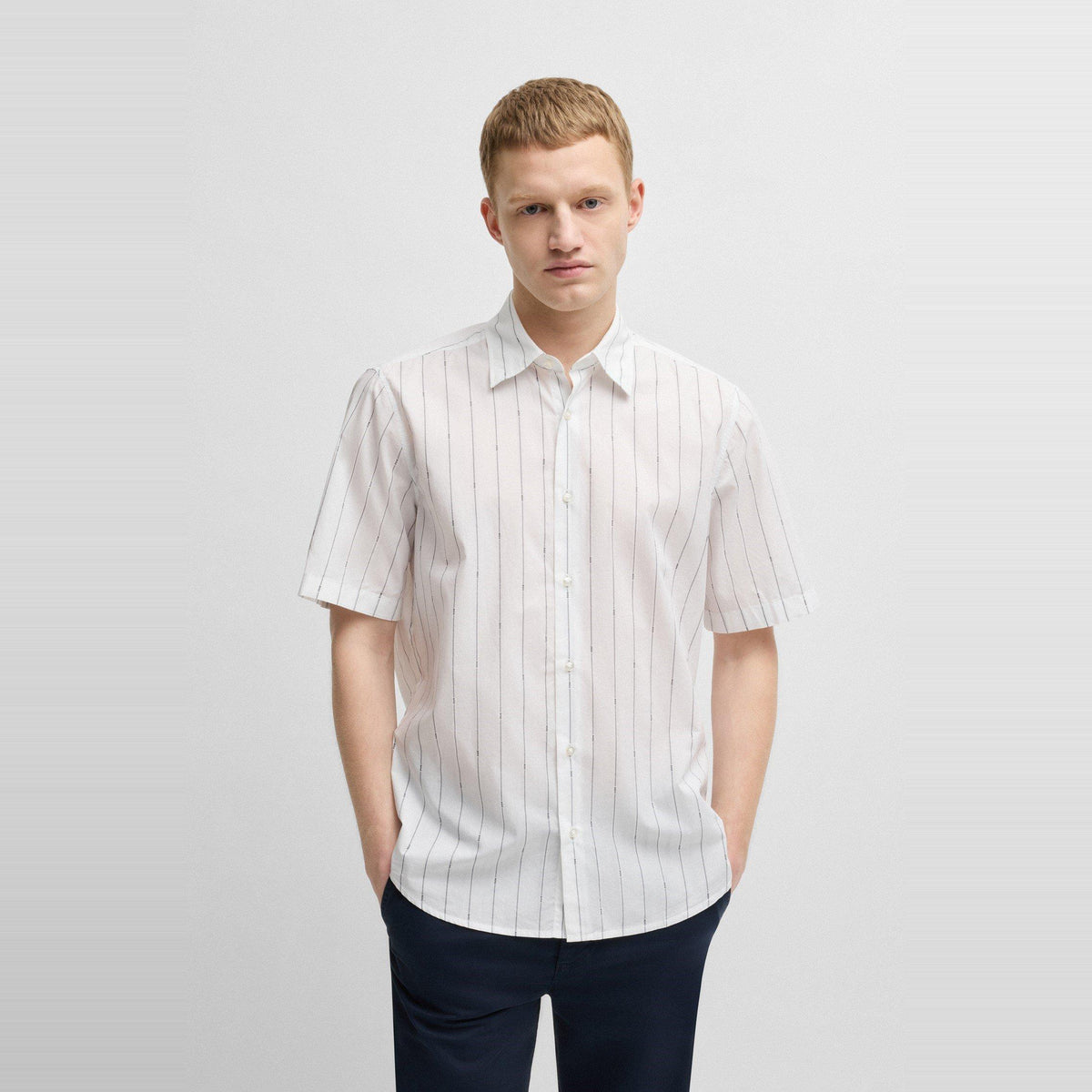 Men's Rash Stripe Short-Sleeve Patterned Shirt