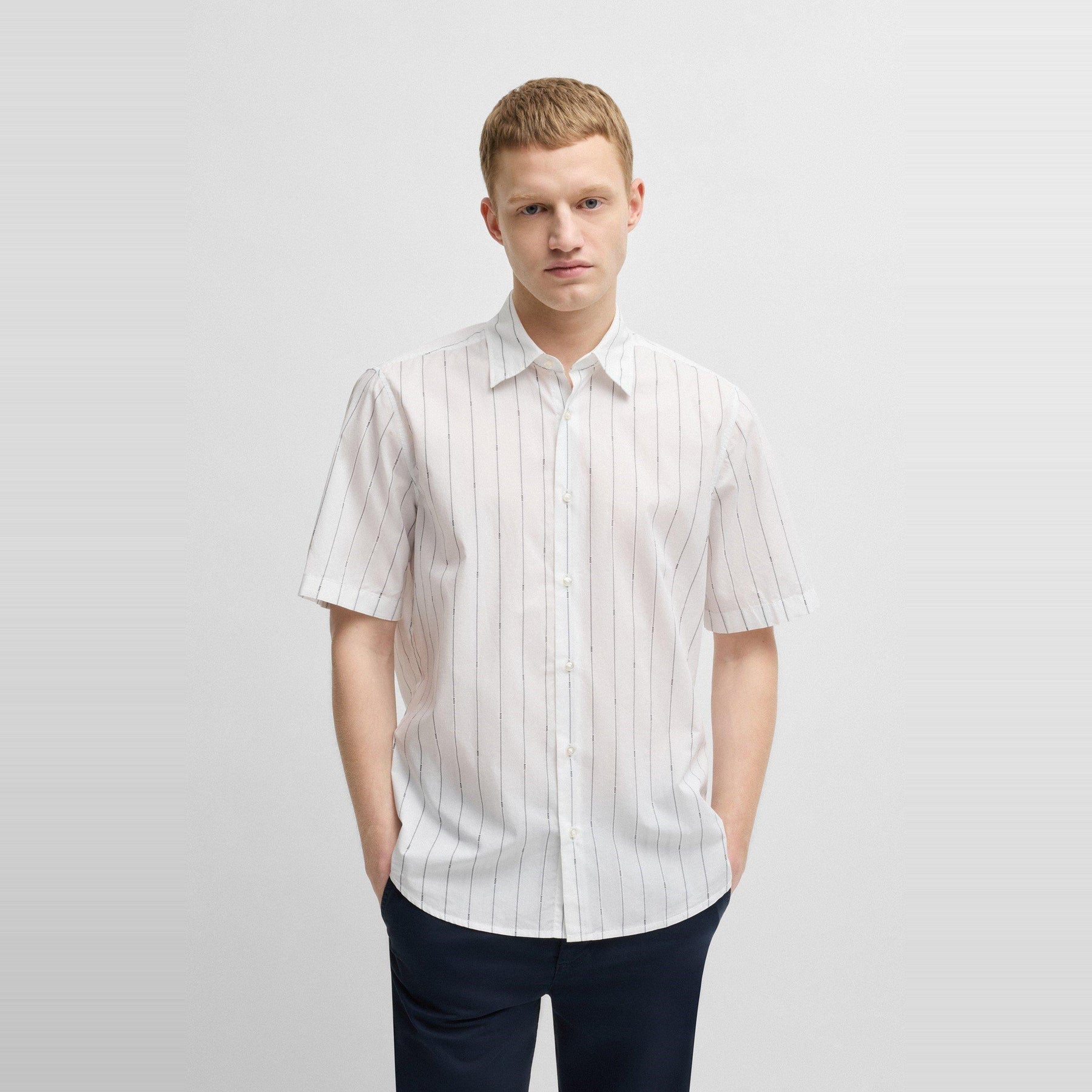 Men's Rash Stripe Short-Sleeve Patterned Shirt