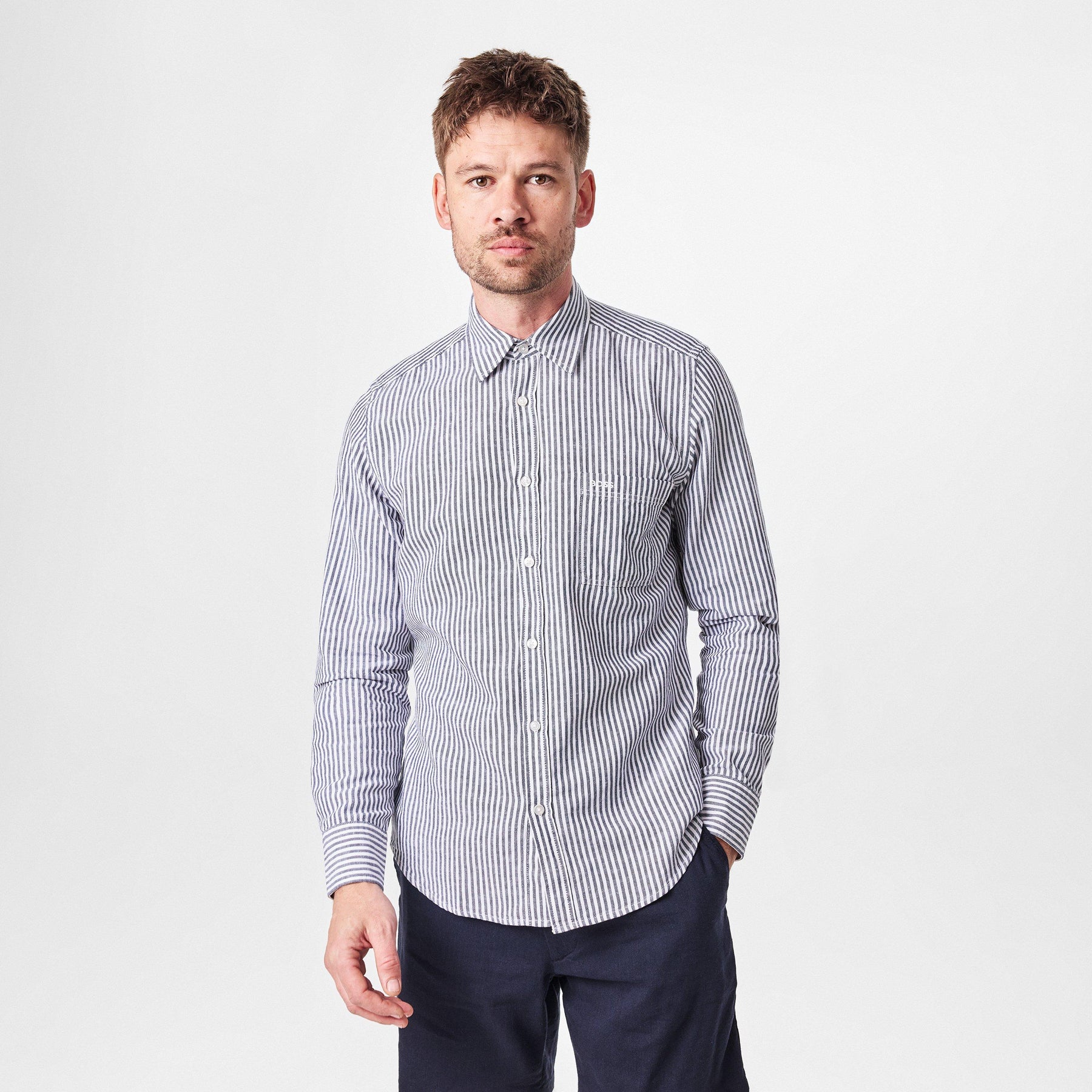 Men's Relegant Stripe Patterned Long-Sleeve Shirt