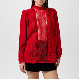 Crepe Ruffle Blouse