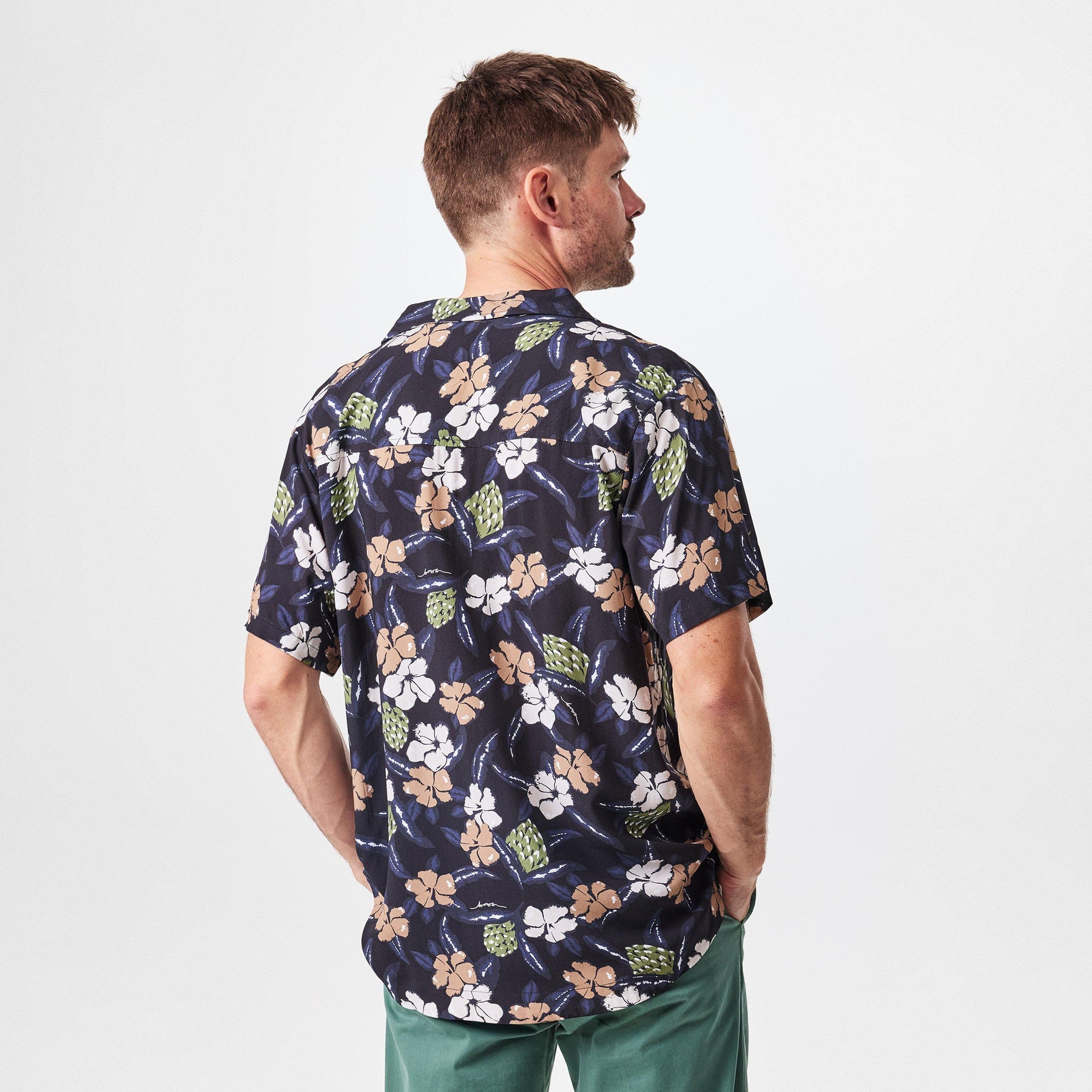 Men's BW Beach Shirt, Plain Short-Sleeve