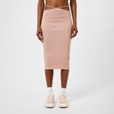 Ribbed Staggered Midi Skirt