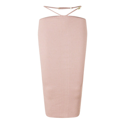 Ribbed Staggered Midi Skirt