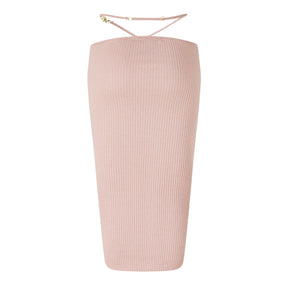 Ribbed Staggered Midi Skirt