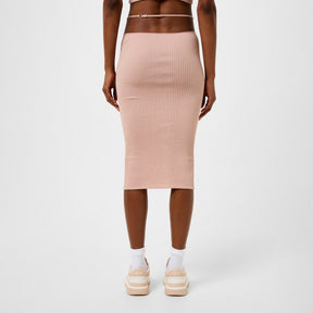 Ribbed Staggered Midi Skirt