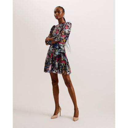 Payslyy Mesh Mini Skater Dress
