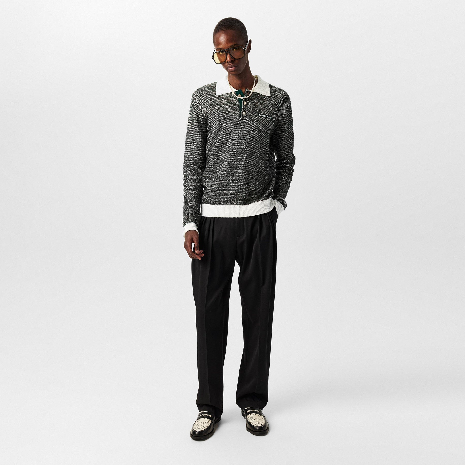 Men's Casa Boucle Long-Sleeve Polo Shirt