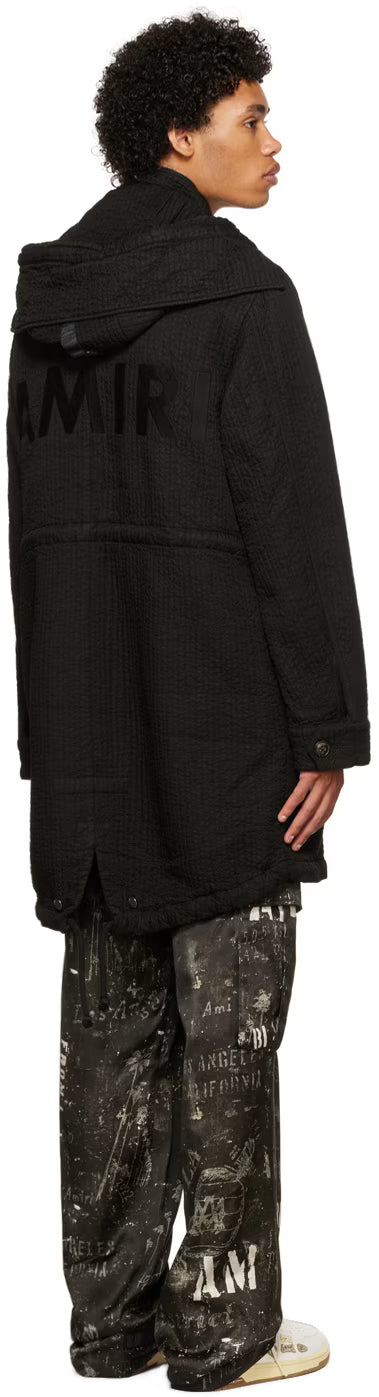 Black Quilted Fishtail Parka