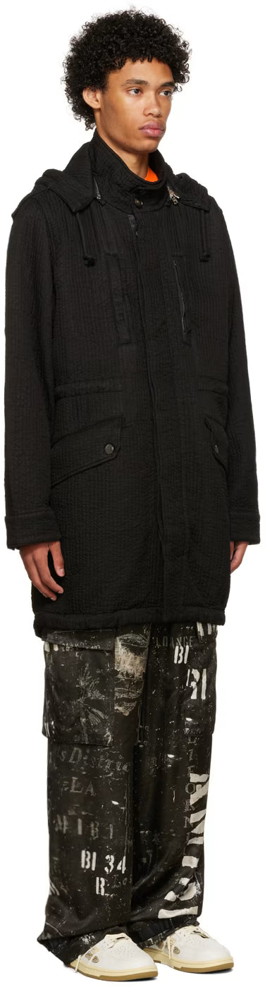 Black Quilted Fishtail Parka