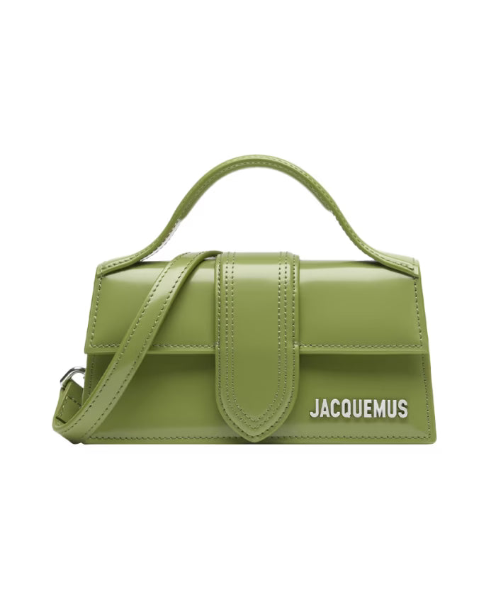 Green Leather Bag with Cotton Interior