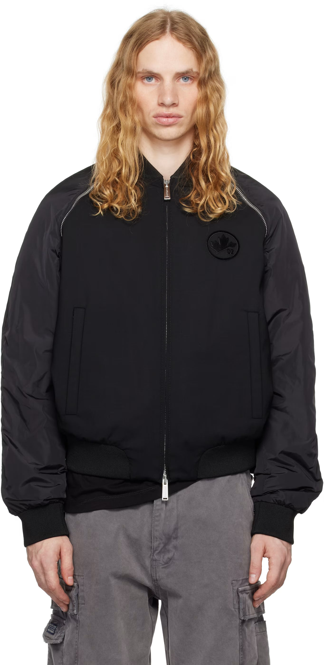 Black Classic Zipped Bomber Jacket