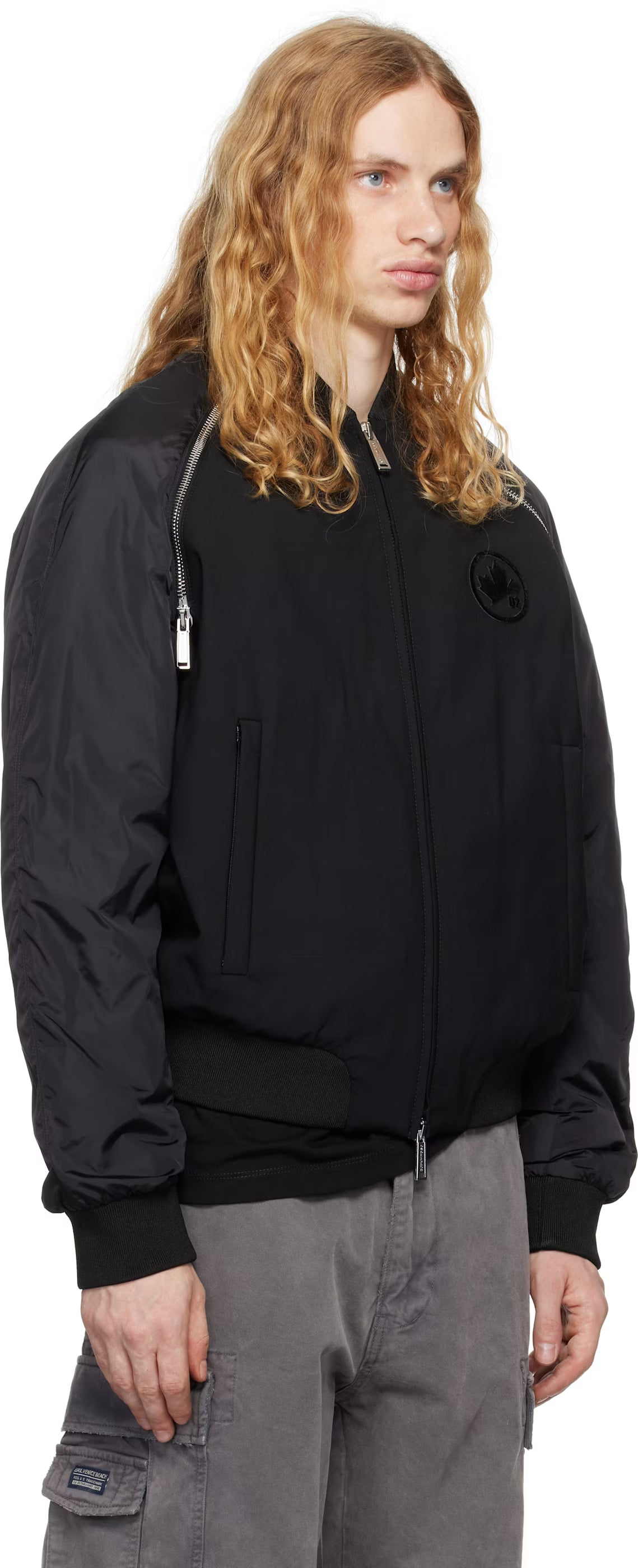 Black Classic Zipped Bomber Jacket