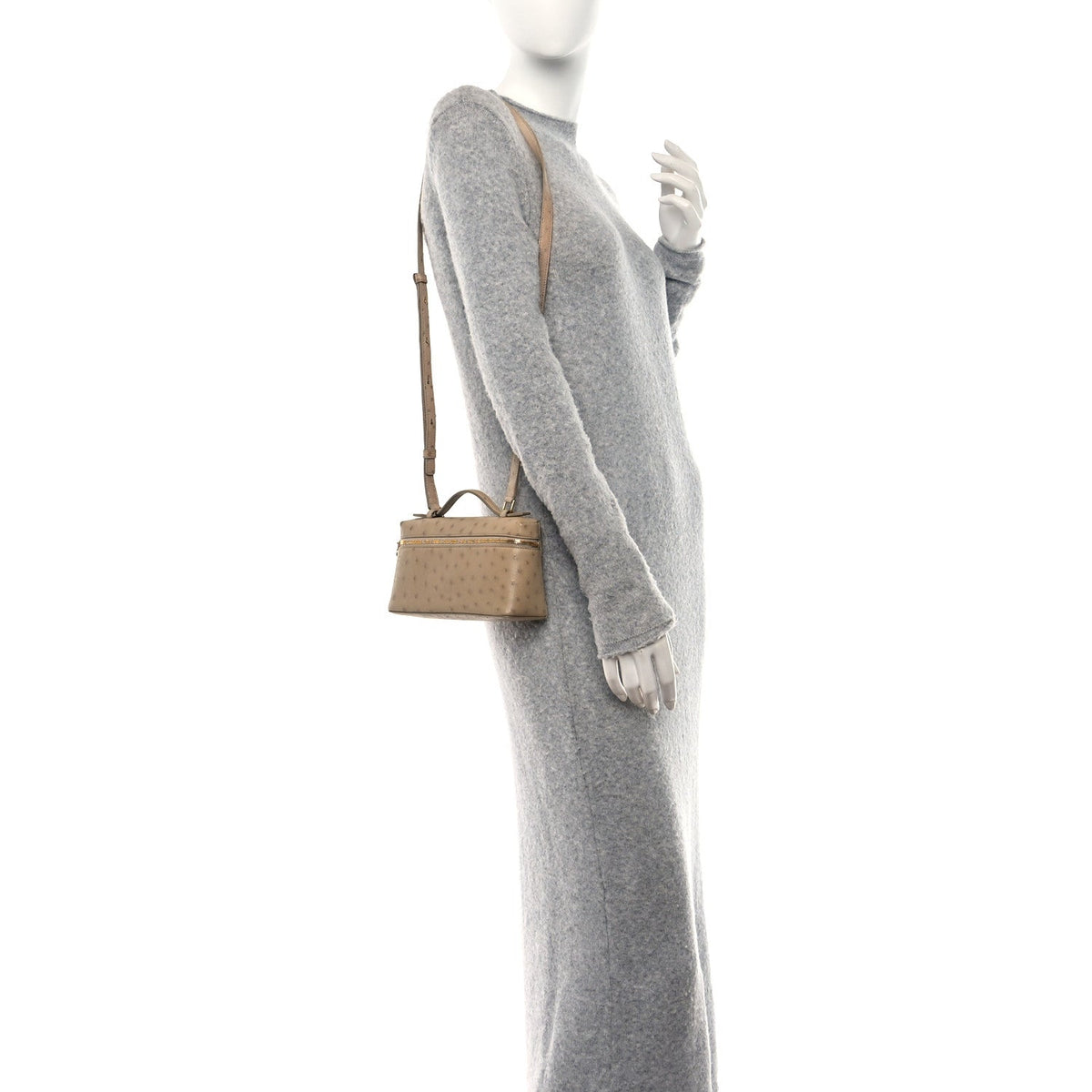 Loro Piana Ostrich L19 Extra Pocket Pouch Beige