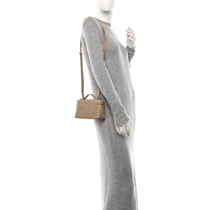 Loro Piana Ostrich L19 Extra Pocket Pouch Beige