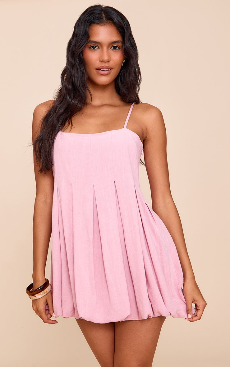 Blush Textured Woven Pleated Mini Dress