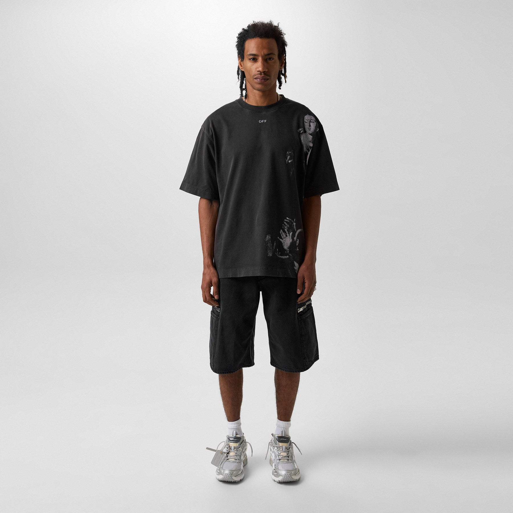 Men's Blurred Mary Skater T-Shirt, Bold Graphic Print