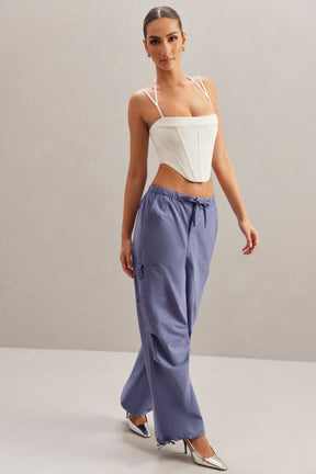 Wide Leg Cargo Trousers in Navy