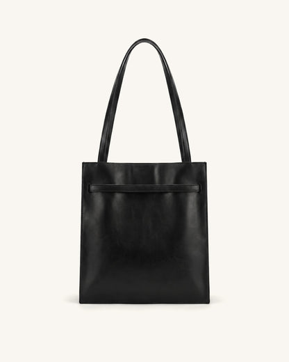 Noelle Belted Tote Bag - Black