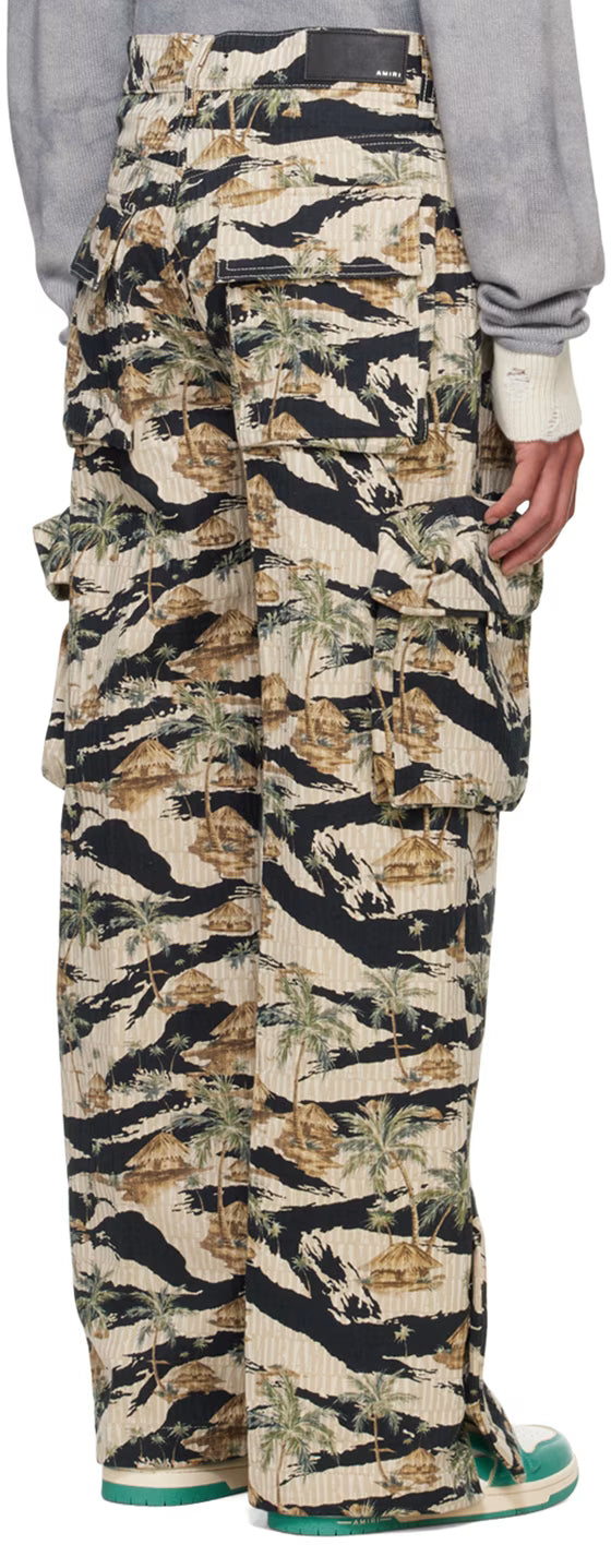 Beige 'Amiri' Repeat Palm Baggy M65 Cargo Pants