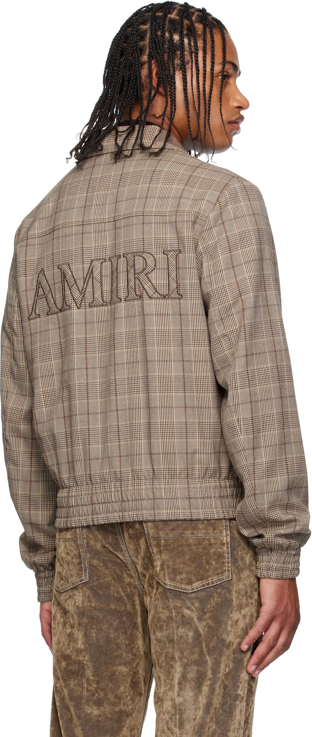 Brown Check Blouson Jacket