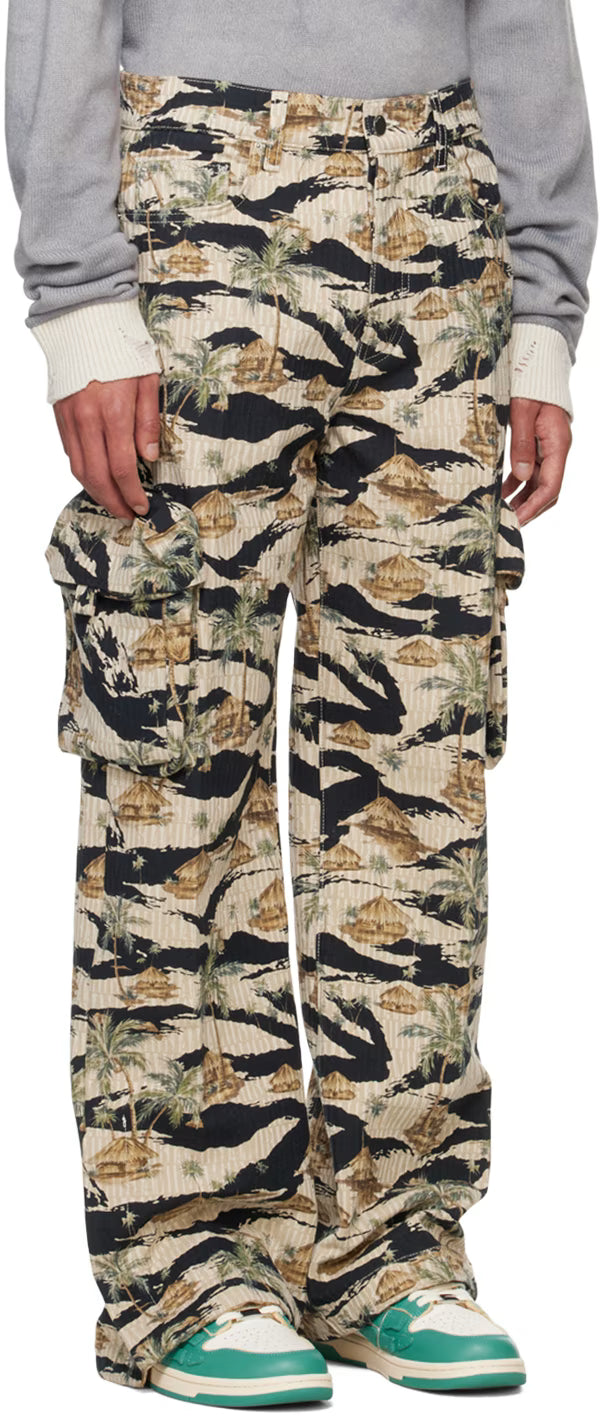 Beige 'Amiri' Repeat Palm Baggy M65 Cargo Pants