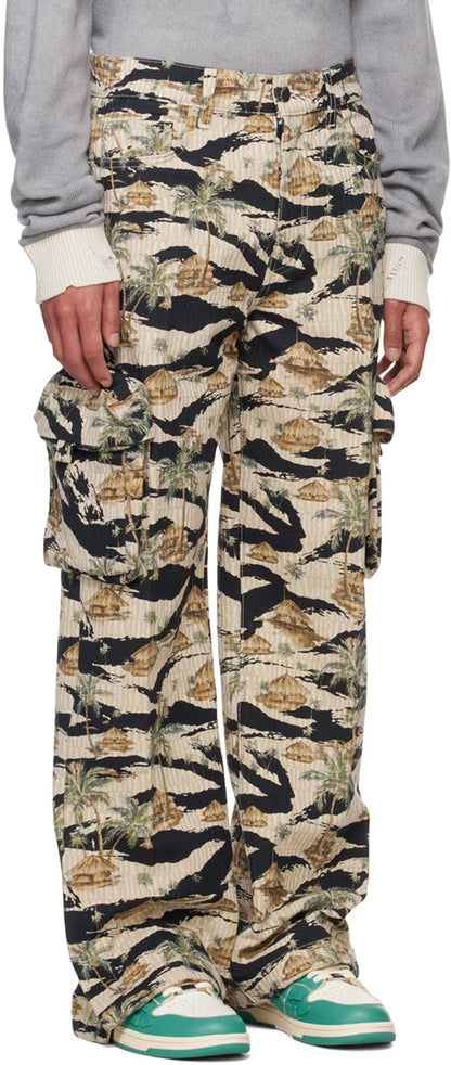 Beige 'Amiri' Repeat Palm Baggy M65 Cargo Pants