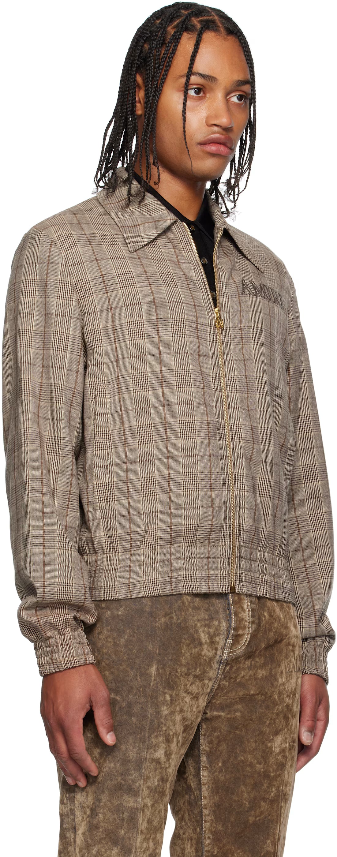 Brown Check Blouson Jacket
