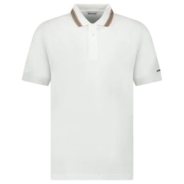 Burberry ‘Hartford’ Striped Check Short Sleeve Polo in White