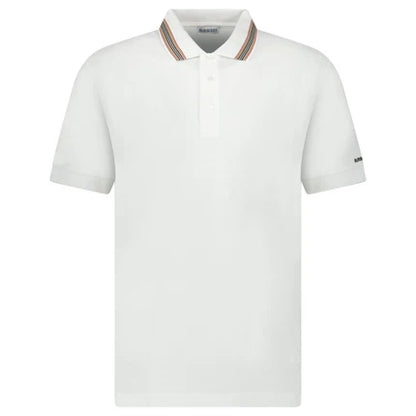 Burberry ‘Hartford’ Striped Check Short Sleeve Polo in White