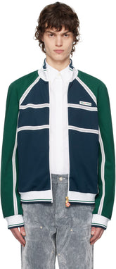 Navy & Green Mesh Tape Track Jacket