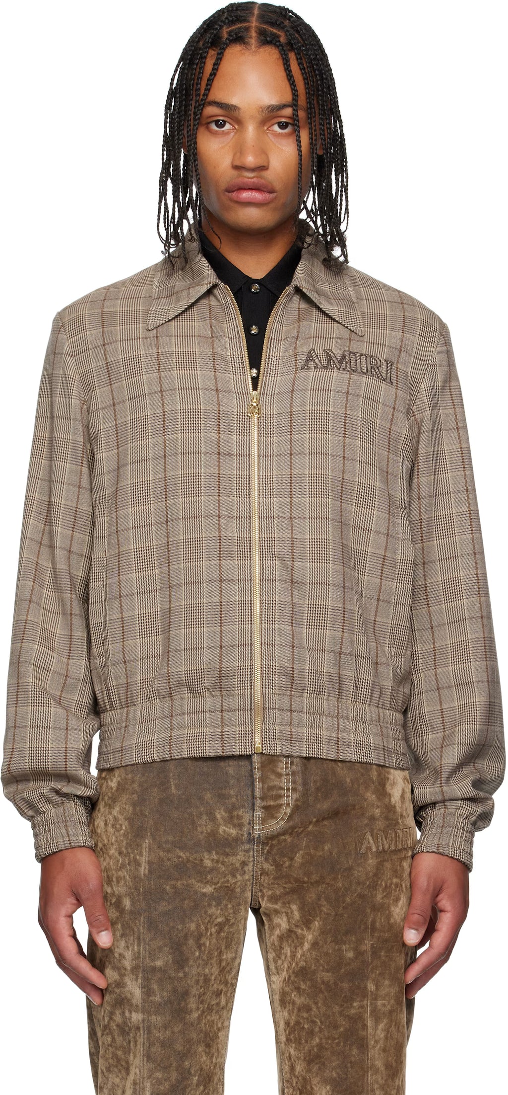 Brown Check Blouson Jacket