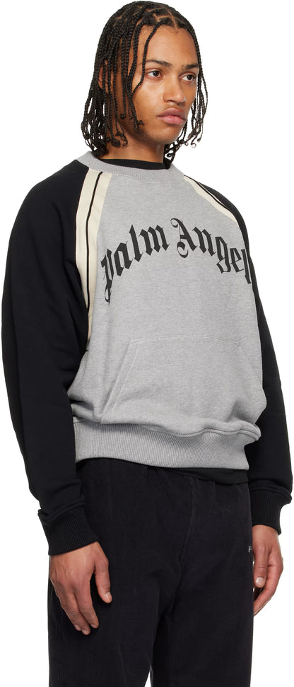 Gray Curved Logo Track Crew Sweatshirt