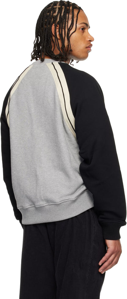 Gray Curved Logo Track Crew Sweatshirt