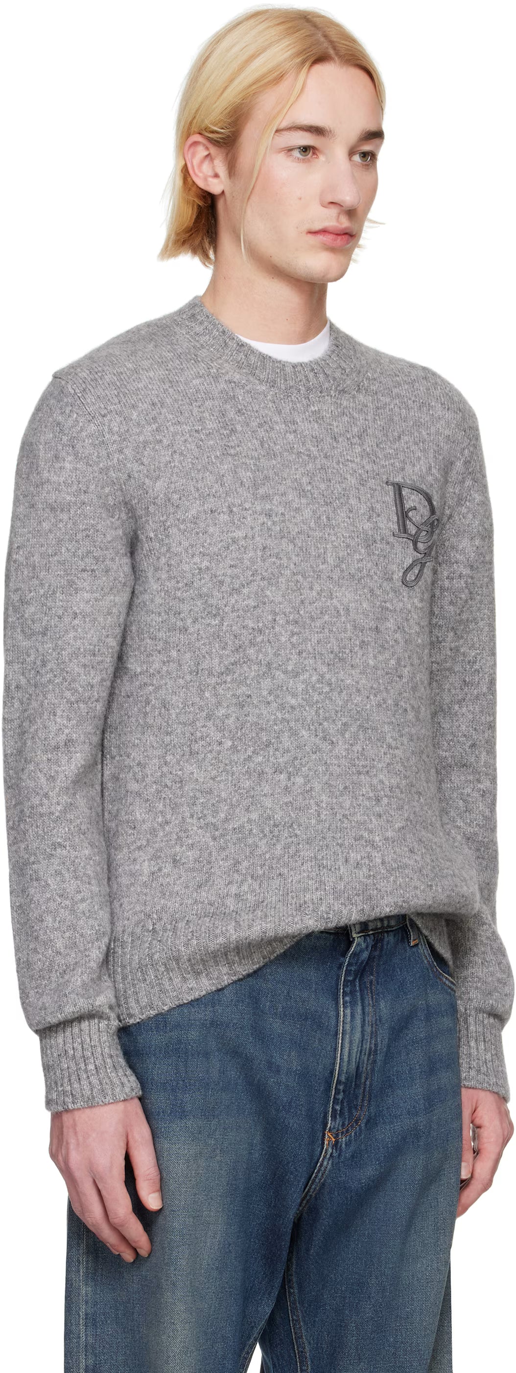 Dolce&Gabbana Gray Round-Neck Wool Sweater